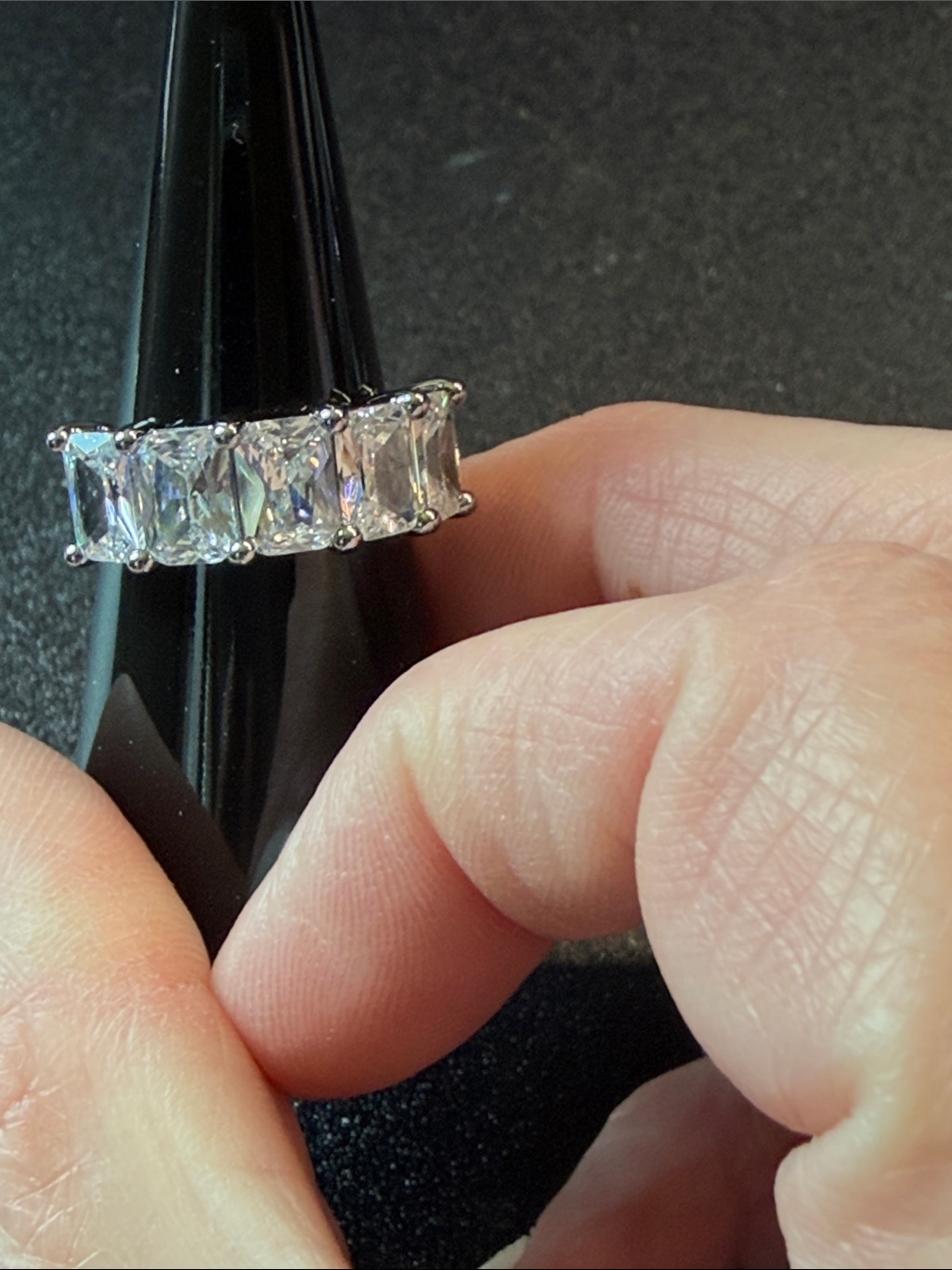 Silver Tone Clear Crystal Eternity Band Ring - Women's Jewelry
